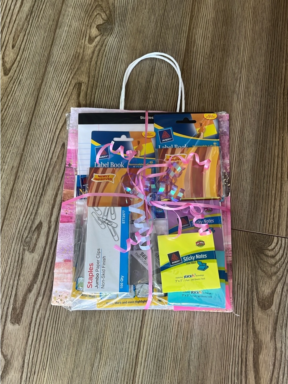 Staple Pink Party Gift Bag Pack with Pink Ribbon and Assorted Notes